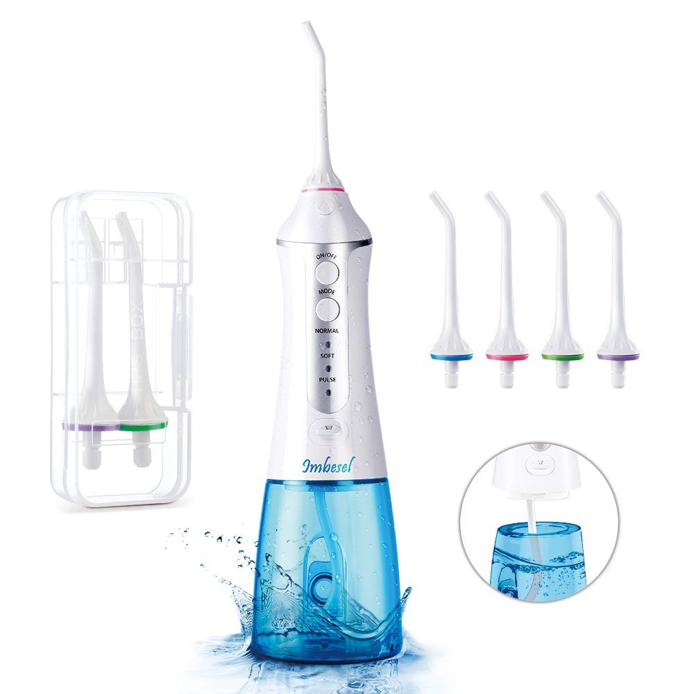 260ML Portable DIY Teeth Cleaner Pick and Rechargeable IPX7 Waterproof 6 Modes 4 Jet Tips Braces & Bridges Care MOCEL Cordless Water Dental Flosser with 8 Level Pressure Oral Irrigator for Travel 